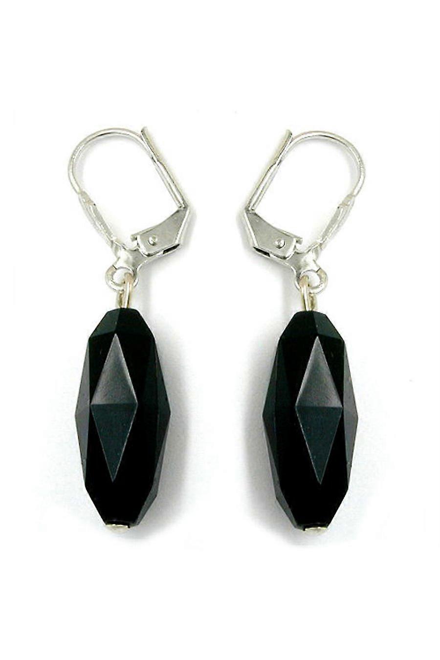 Leverback Earrings Olive Shaped Black - Gl02008