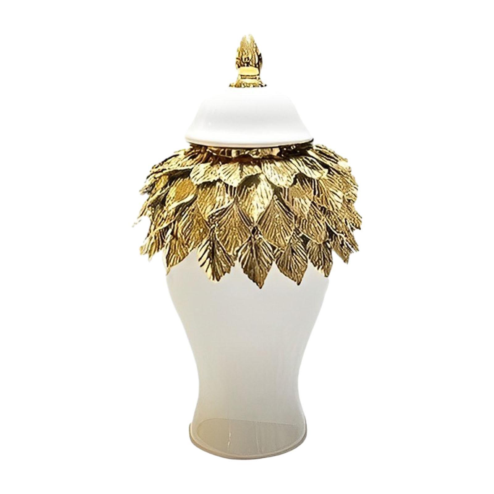 Porcelain Flower Vase Storage Jar with Lid Handicraft Table Floral Arrangement Decorative Multipurpose for Dining Room Tables