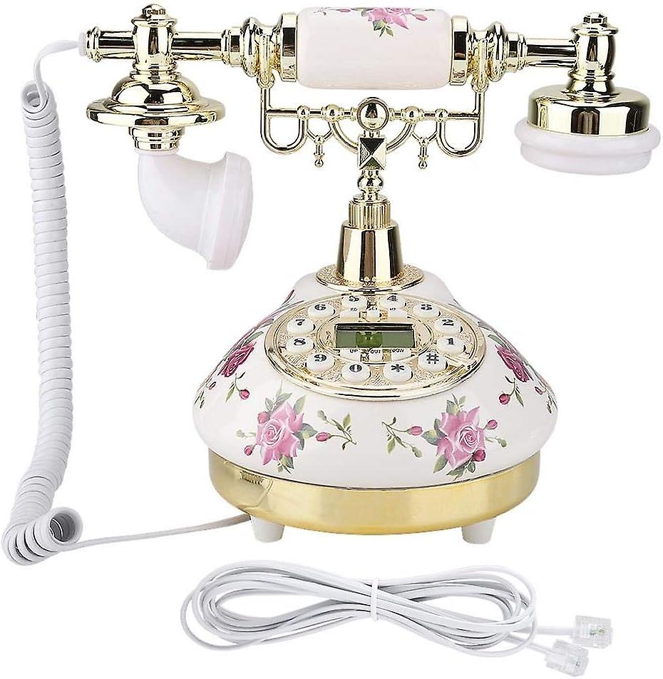 MS-9101 Vintage Retro Imitation Antique Telephone for Home Office Use Multi-Angle Smart Screen FSK and DTMF Caller ID Golden Removable Bracket Telepho