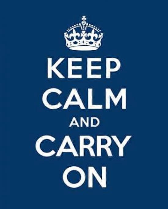 Keep Calm and Carry On - Blauwe Poster