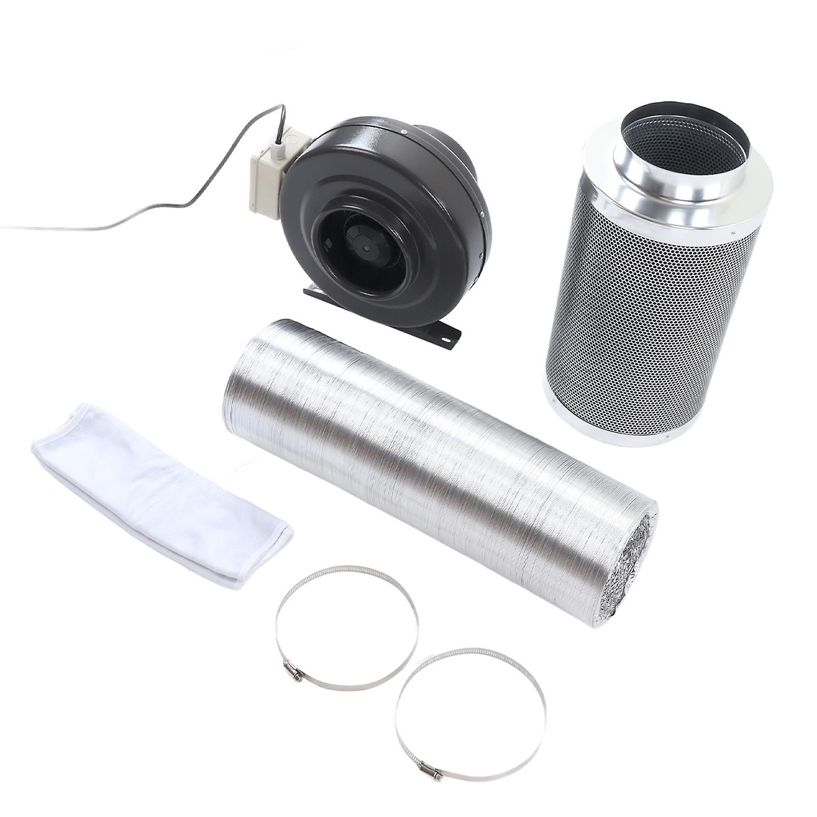 Inline Duct Fan Carbon Filter Low Noise Exhaust Ventilation Fan Circulation Vent Blower for Basements Bathrooms Kitchens US Plug 100 to 120V
