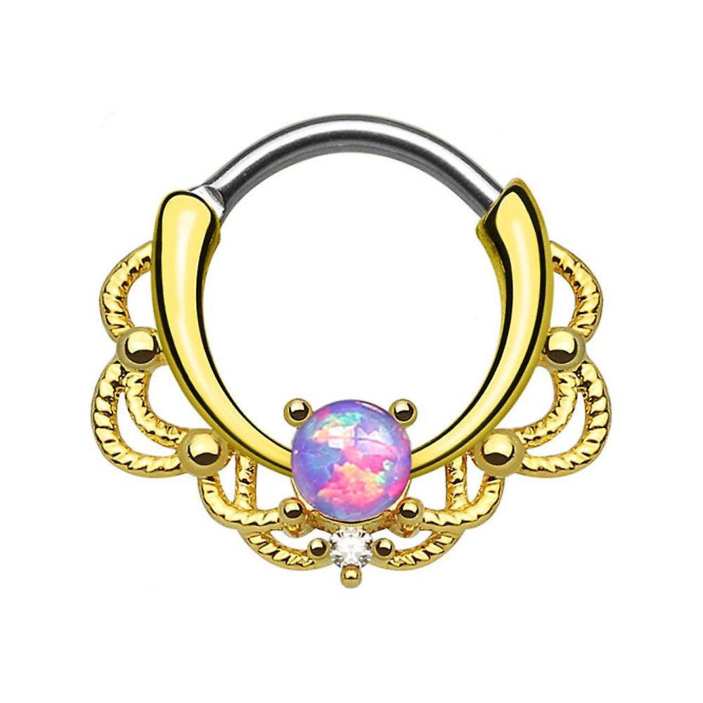 セプタムピアスクリッカー - ゴールドレースシングルオパライトw / cz宝石 - 16ga - それぞれ販売