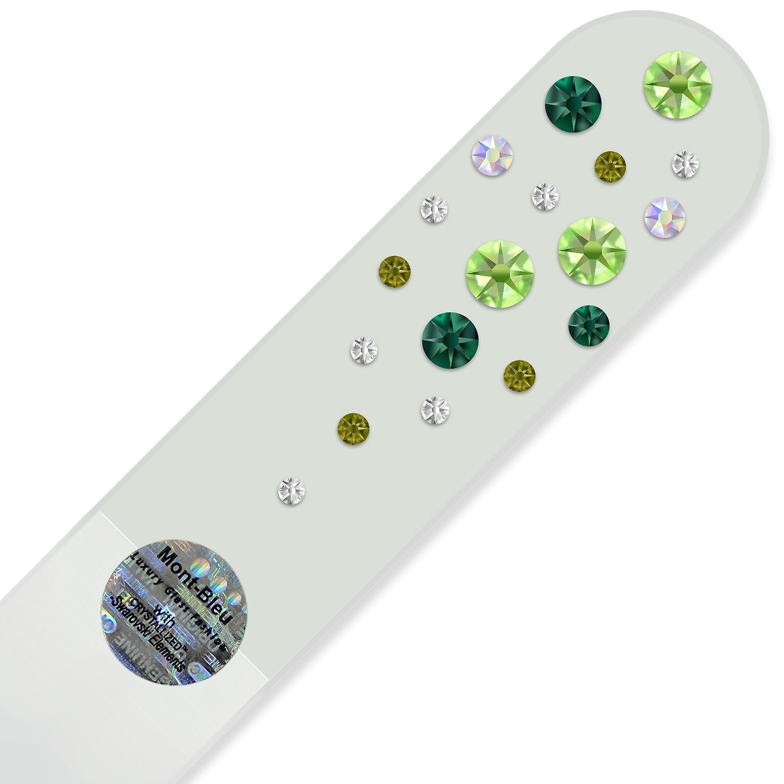 Mont Bleu Large Glass Nail File with crystals WW-B - Peridot - Emerald