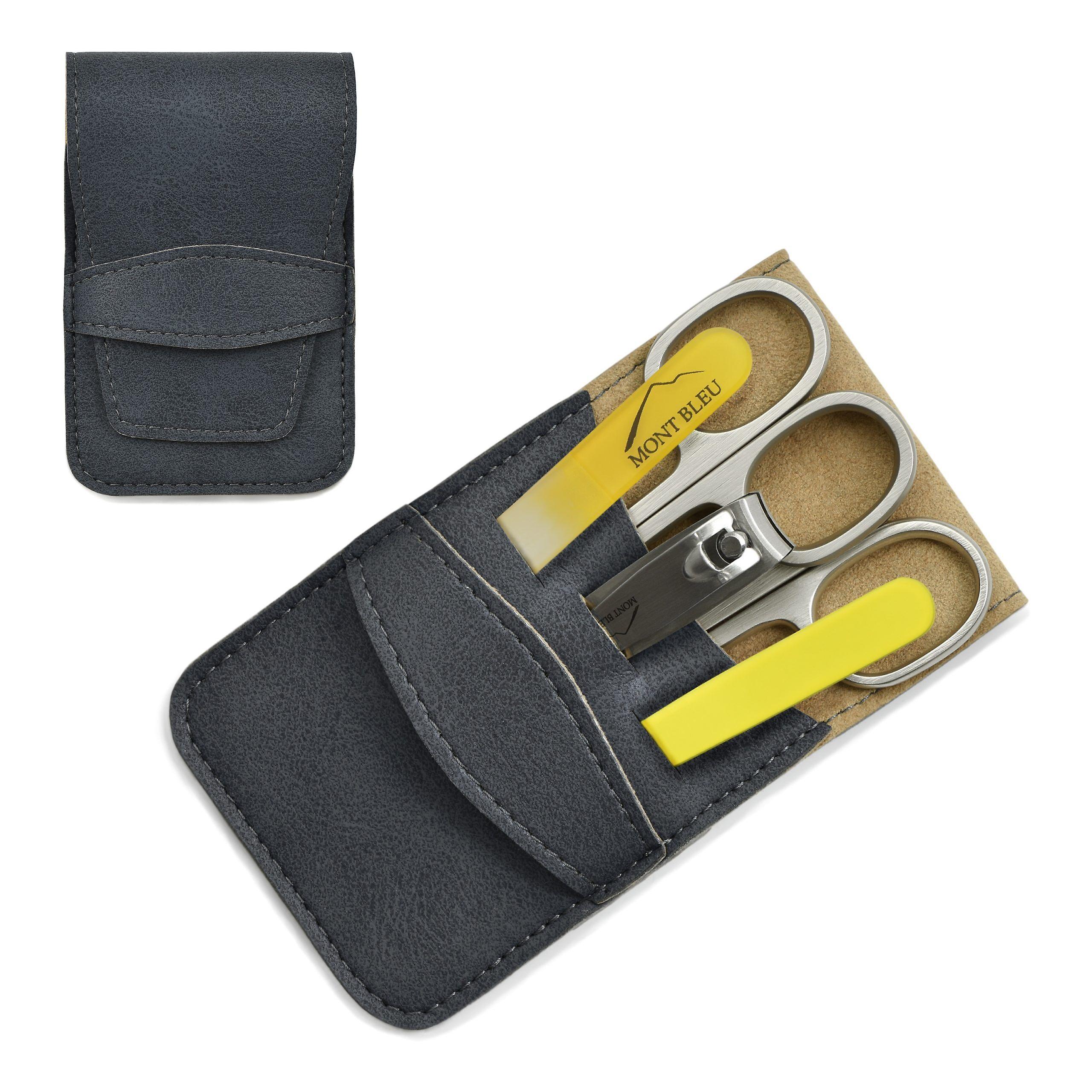 Mont Bleu 5 pièces Manucure Set in Faux Leather Case - Jaune
