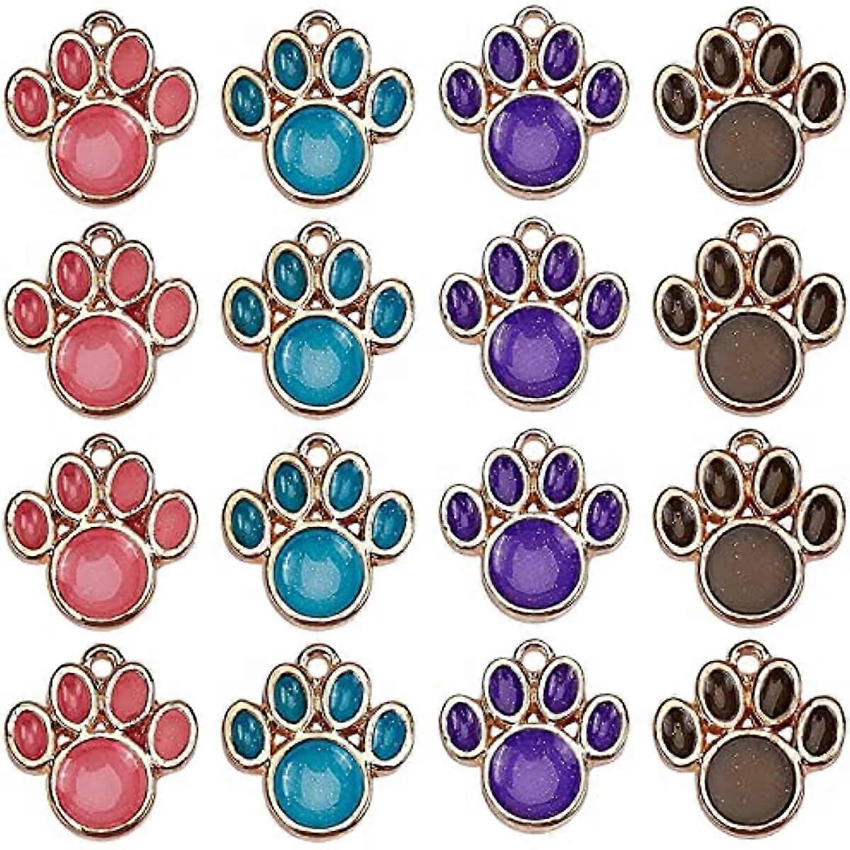 Cute and puppy dog paw charm with glitter and candy color