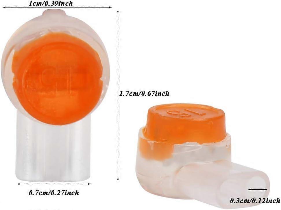 200pcs PCB Connectors UY2, Quick Disconnect Connector Waterproof Terminals with Button Transparent Orange