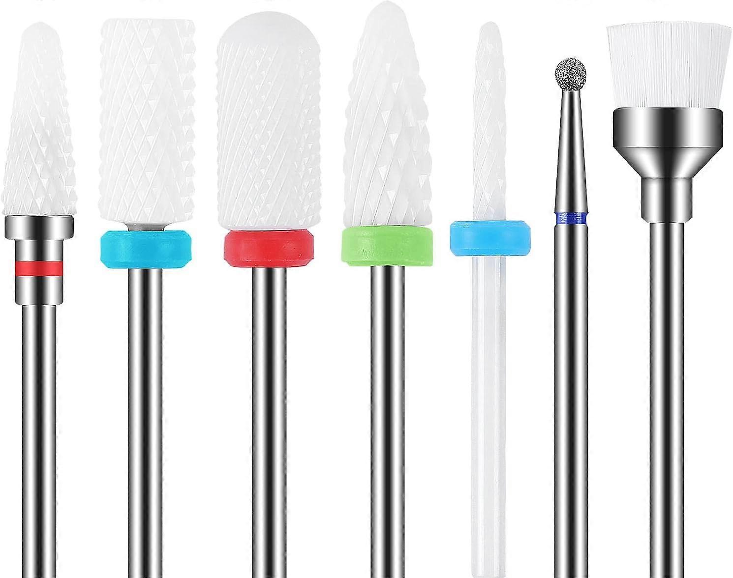 7Pcs Cramique forets ongles (Blanc) Set Professionnel Supprimer Ge