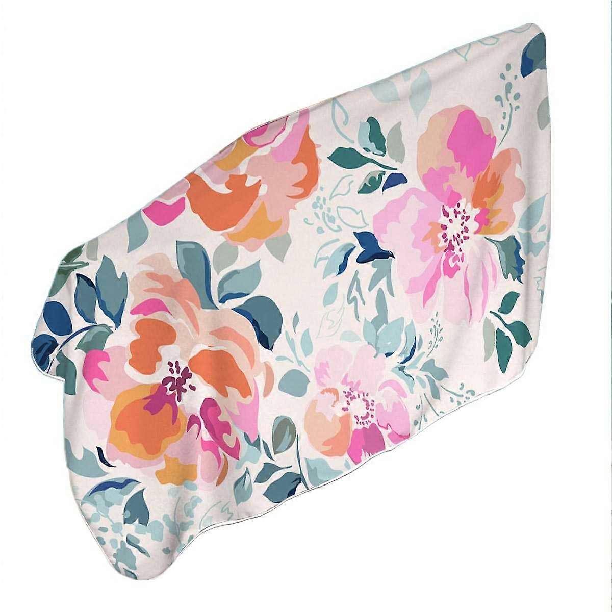 Pastel Flowers Microfiber Beach Towel