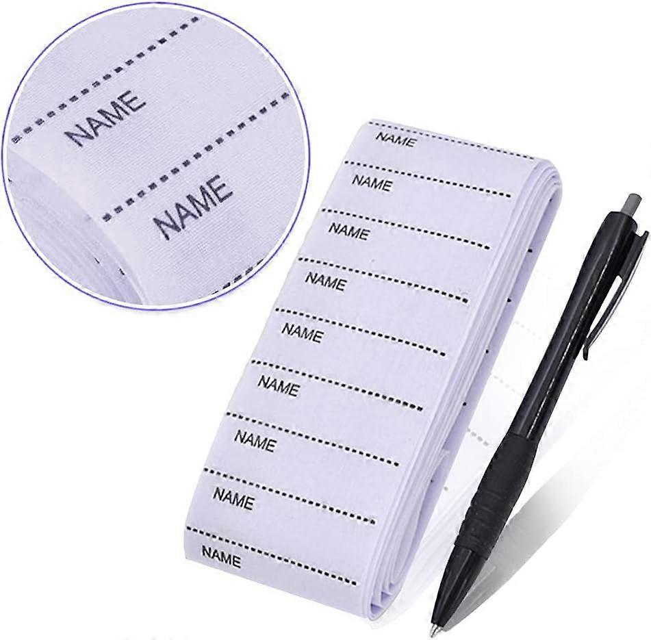 200 Pcs White Name Tags for Clothes, Writable Iron on Name Labels for Clothes, Washable Name Tapes Woven Clothing Name Labels