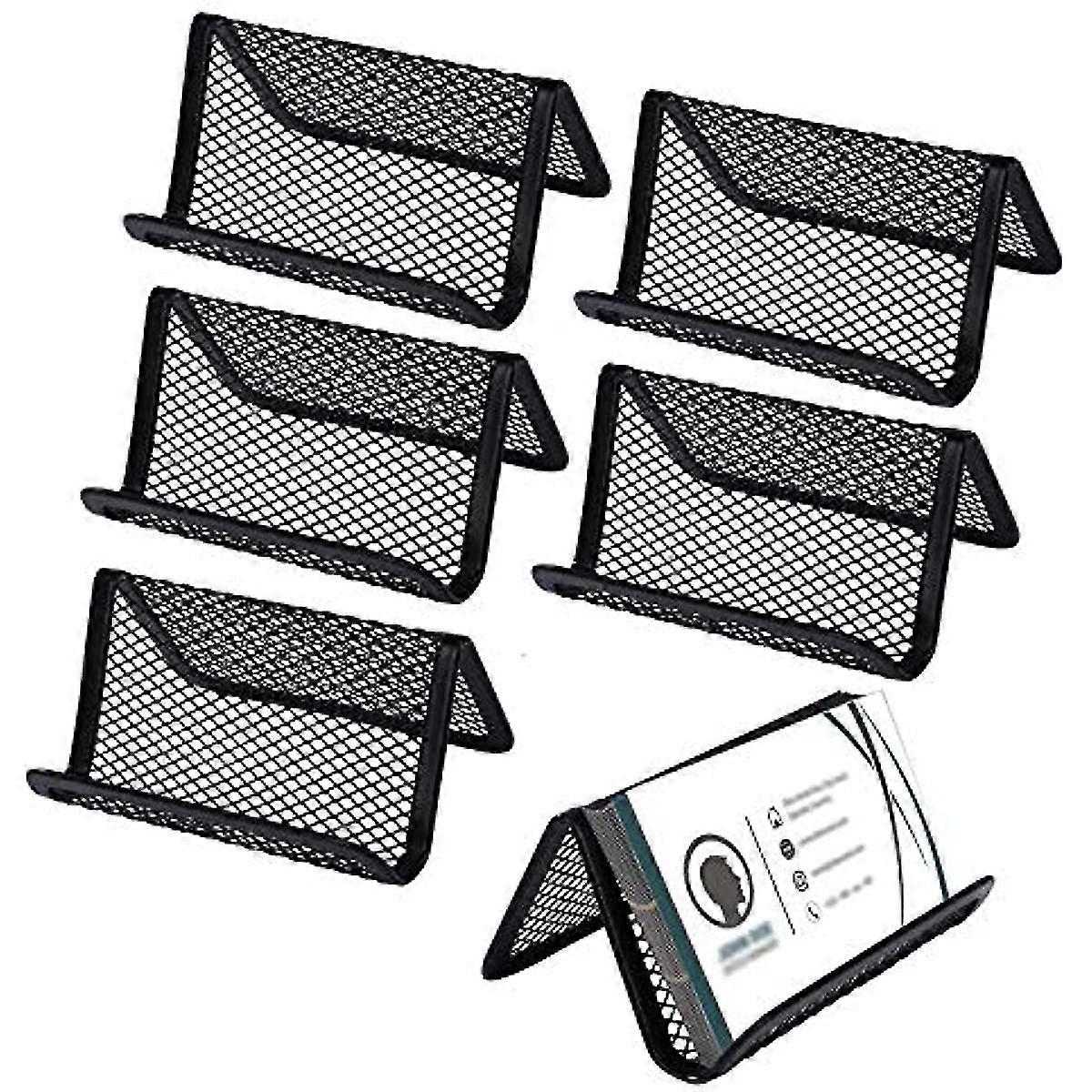 6pcs Metal Mesh Business Card Holder Office Desk & Desktop Business Card Display Name Card Collection Organizer Multipurpose Stickers Notes Smart Phon