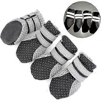 Hundestiefel Sommer Rutschfeste Kleine Hundeschuhe Reflektierende Atmungsaktive Weiche Mesh Welpen Hundeschuhe Hitzebeständig Für heißes Wetter Heißes Pflaster Schwarz Mini M