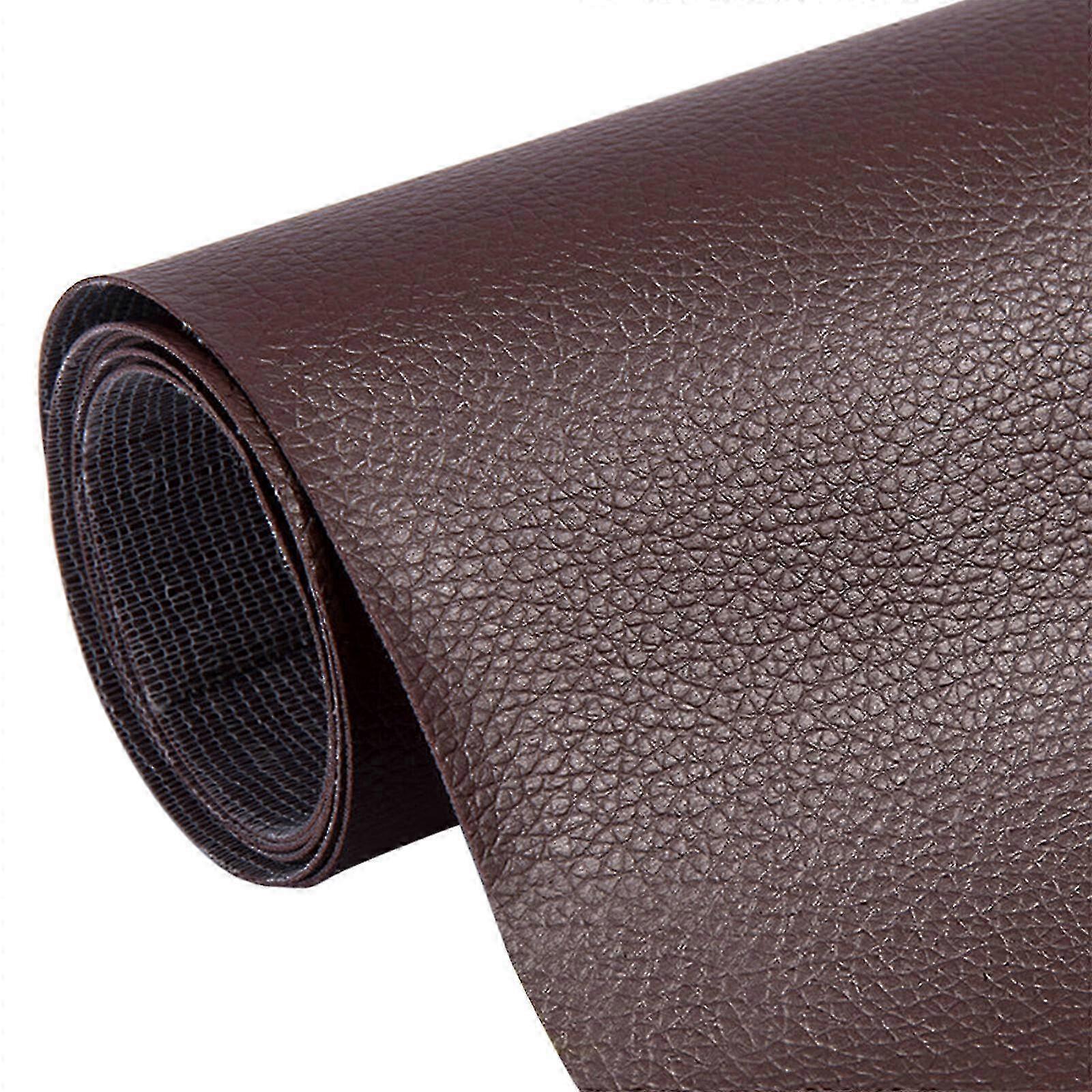 Self-Adhesive Leather Patch for Sofa Repair, 35x137 cm Dark Brown