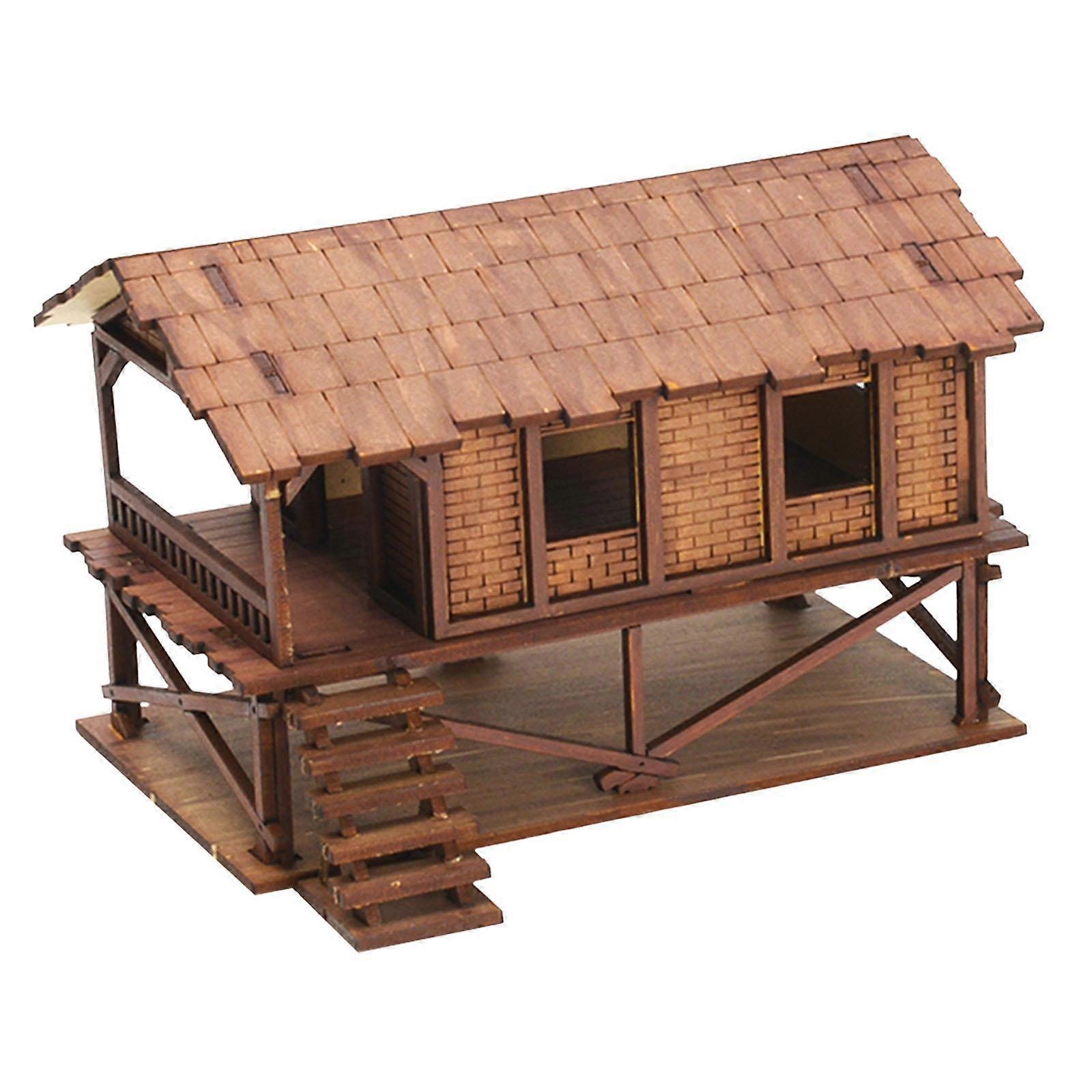 1/72 Models House Unpainted DIY Wooden House Assemble DIY Projects Accessory G