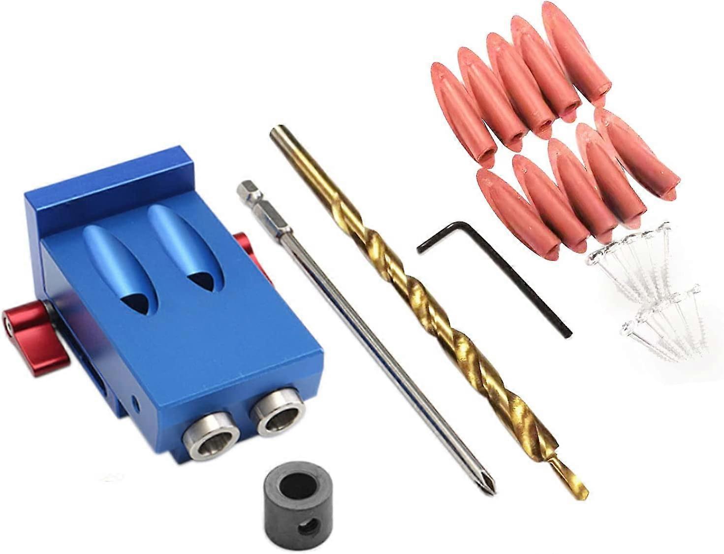 Visteck Pocket Hole Jig Kit System Carpentry Tool Set with Step Drill Bit Used for Woodworking