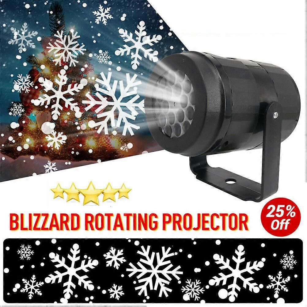 White Blizzard Projector Automatic Rotation Snowflake Projection Light EU 220V