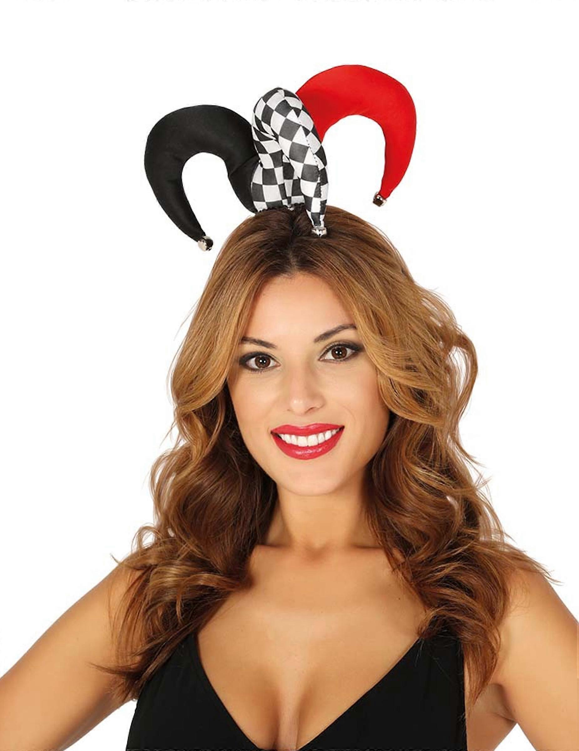 Mini adult red and black buffoon hat
