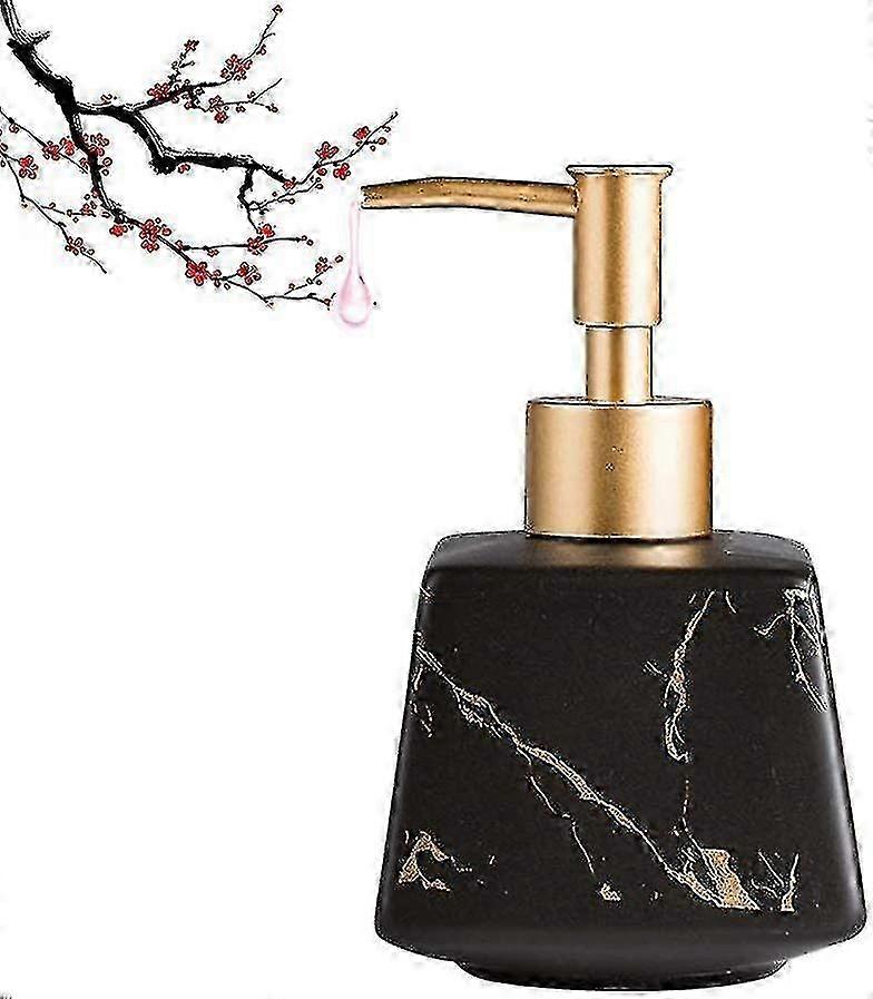 Ceramic Liquid Soap Pump,marble Texture 260ml,kitchen Homeblack - ANYOU