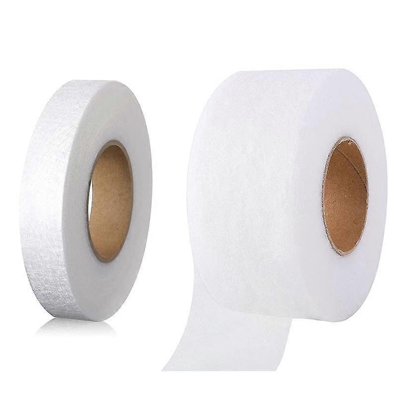 2 Pack Iron on Hem Tape No Sew Hem Tape Roll Web Tape with Tape Measure for Garment Clothes DIY Cra
