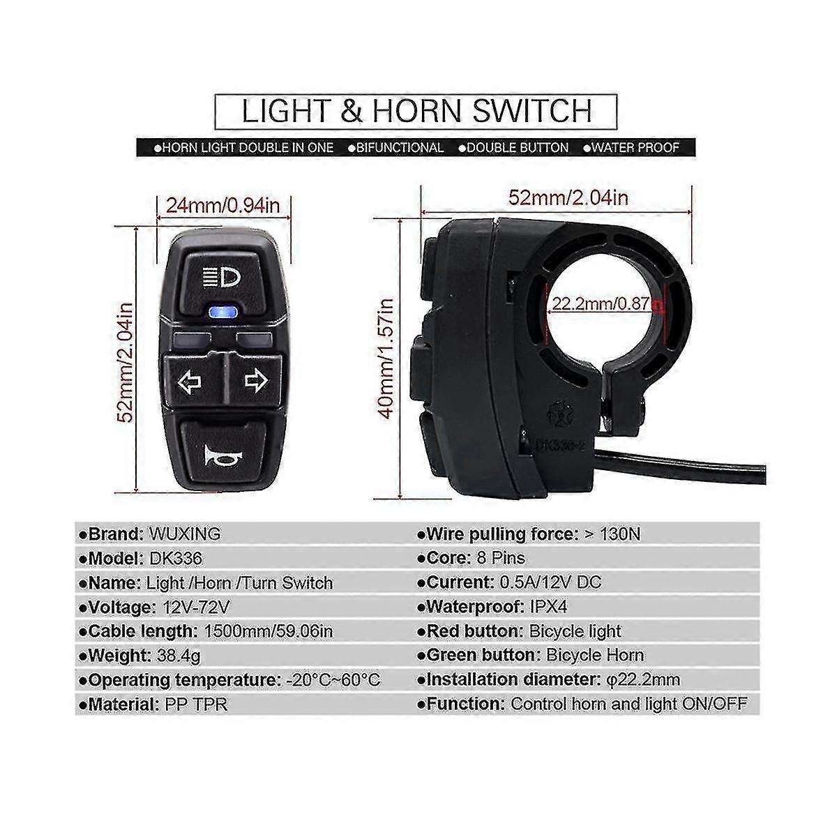 Image showcasing Electric Bicycle 24/36/48v/60v Headlight Front Tail Rear Warning Light ...