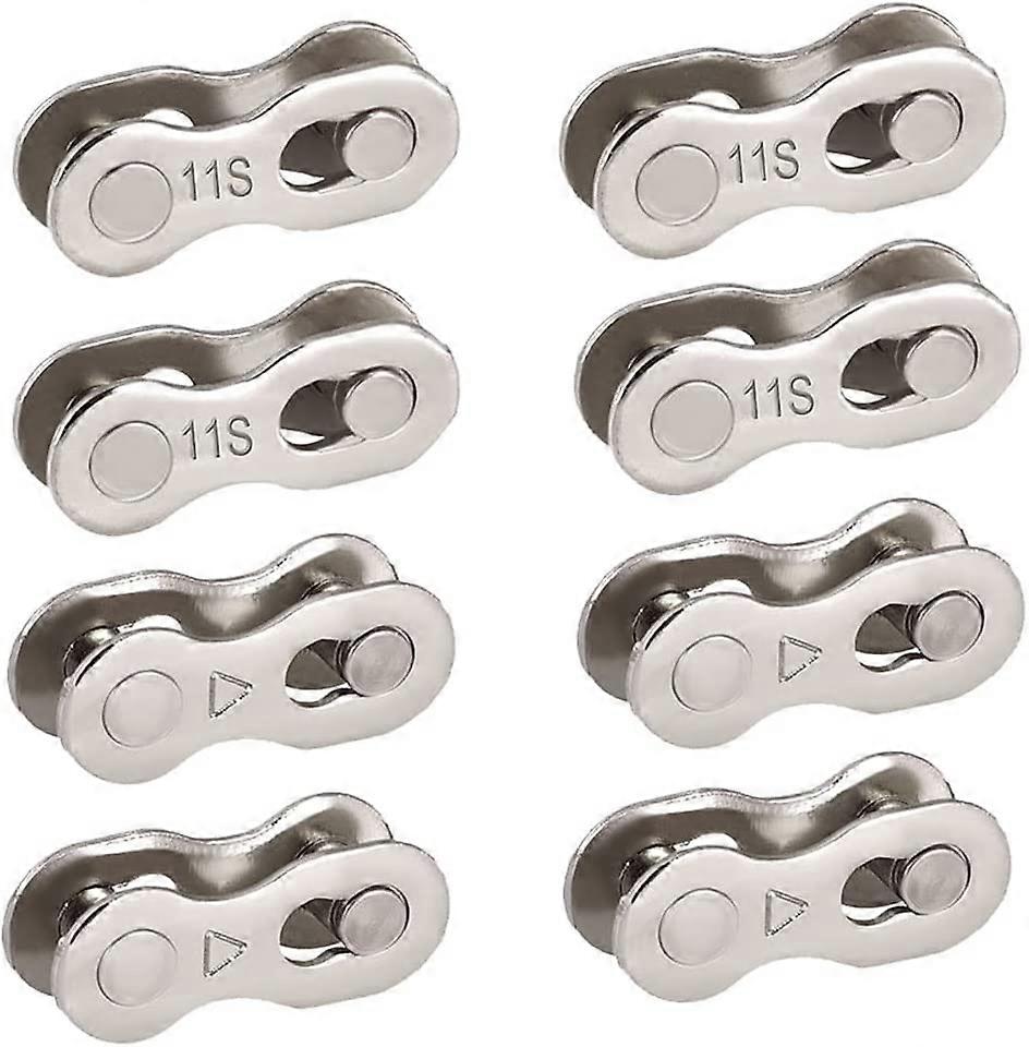 8 Pairs Bicycle Missing Link 11 Speed Chain Silver Steel Bike Chain Link Reusable Connector(Y11-8)