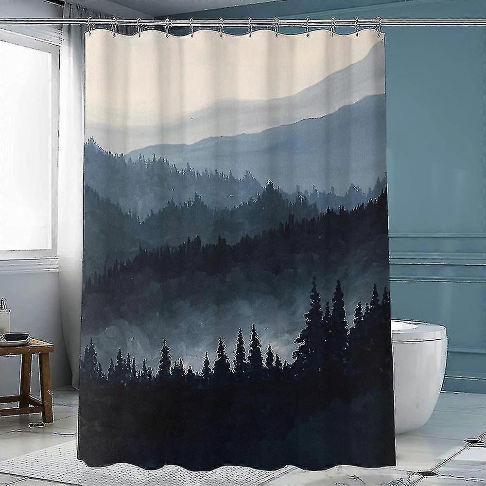 Mürekkep Orman Duş Perde Çin Polyester Kanca