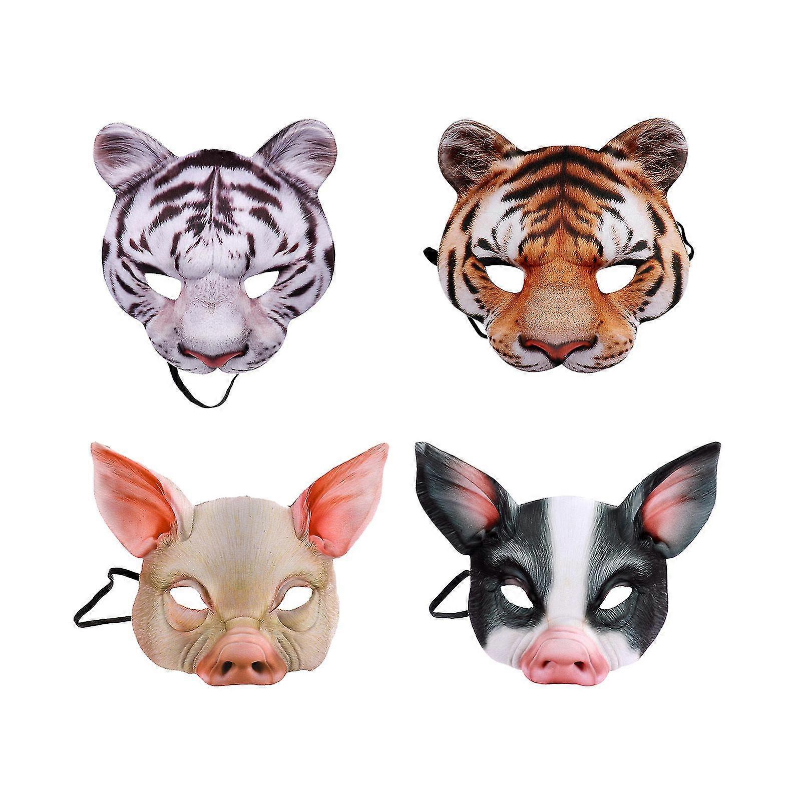 Halloween Mask Cosplay Half Mask Animal Face Mask Party Mask,set Of 4