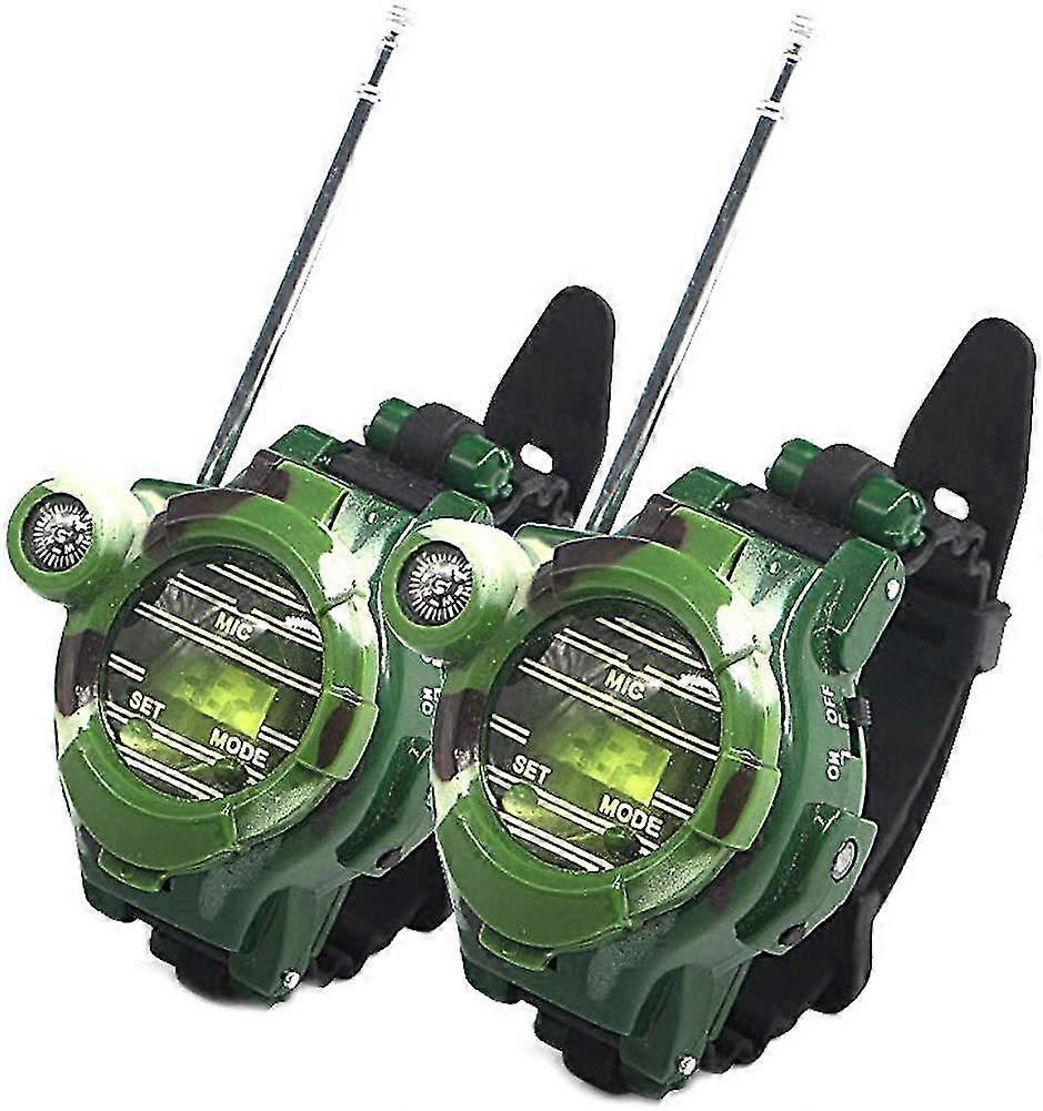 2 Pcs Watch Walkie Talkies For Kids Long Range Two-way Radio Camo Outdoor Army Toys