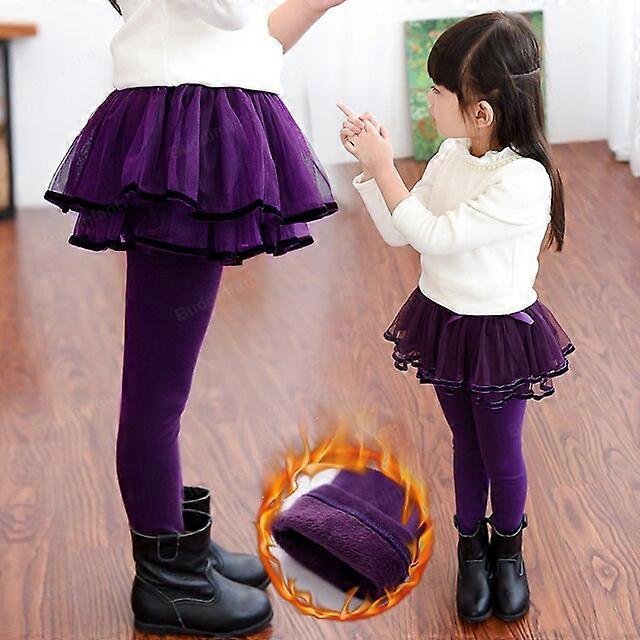 JWL-Winter Warm Leggings Skirt For Teens Kids Princess Skirt-Pants Tutu  Cake Skirt Big Girls Plus Velvet Thick Pants Kids Leggings