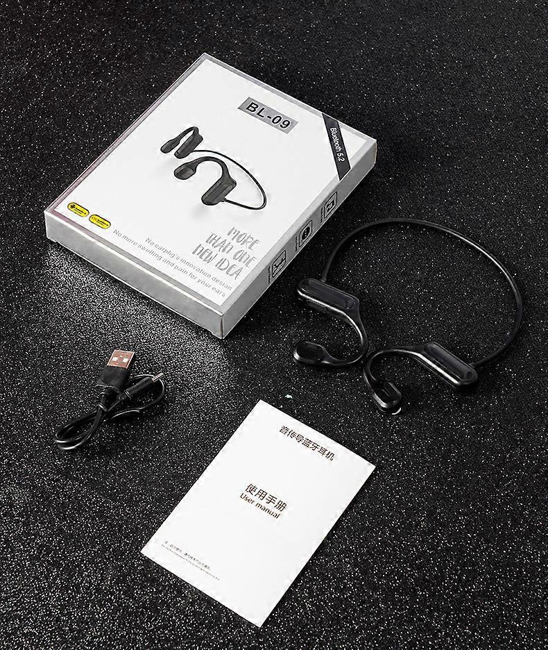 Bluetooth Bone Conduction Headset Headphones Hanging neck style Black