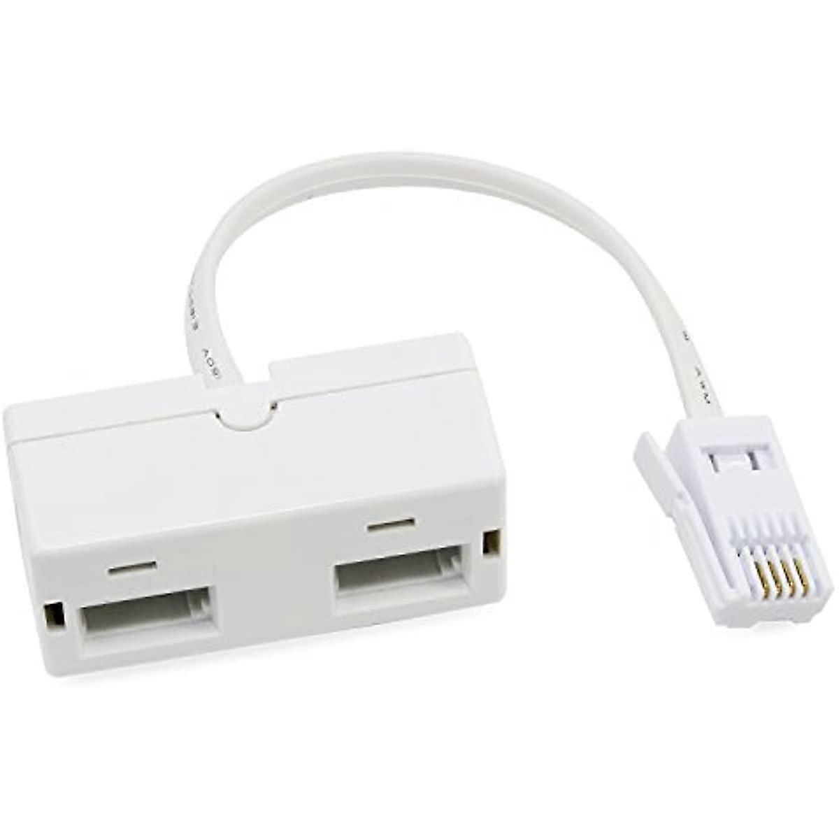 One BT Plug to Two UK BT Telephone Socket Adapter Splitter Doubler Splitter