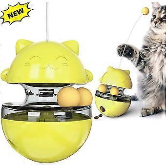 Katze Tumbler Spielzeug 4 In 1 Interaktive Spielzeug Für Katze Spielzeug Ball Hund Futterspender Spielzeug Ball Slow Feeder für alle Katze Hund Pädagogisches Spielzeug Training (gelb-2)