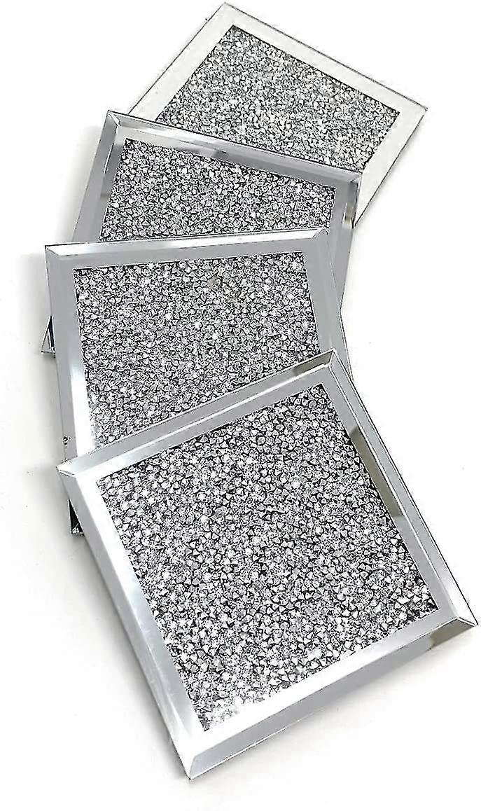Multi Crystal Coasters | For Adults | Multicolor Accessory, Silver Glitter