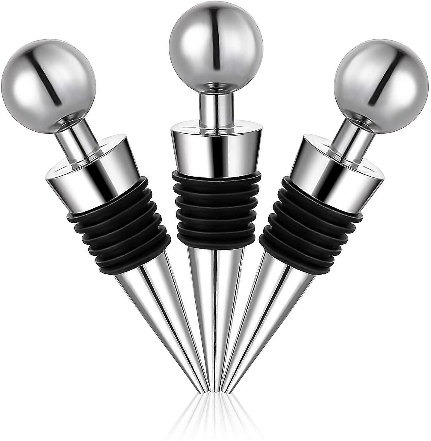 Wine Bottle Stoppers, 3pcs Reusable Cork Sealer Wine Corks