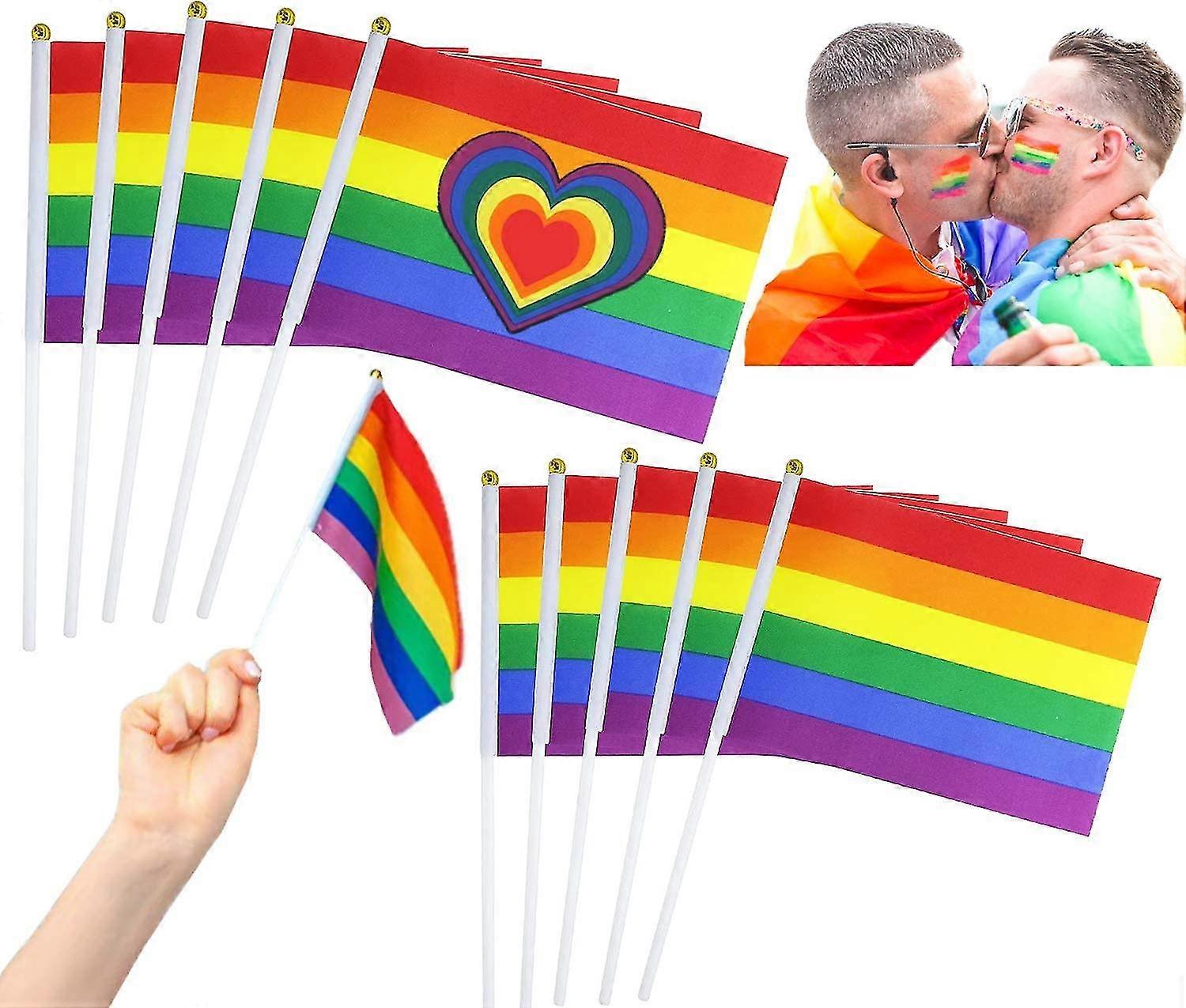 Rainbow Stick Flag, 20 Small Mini Flags Handheld