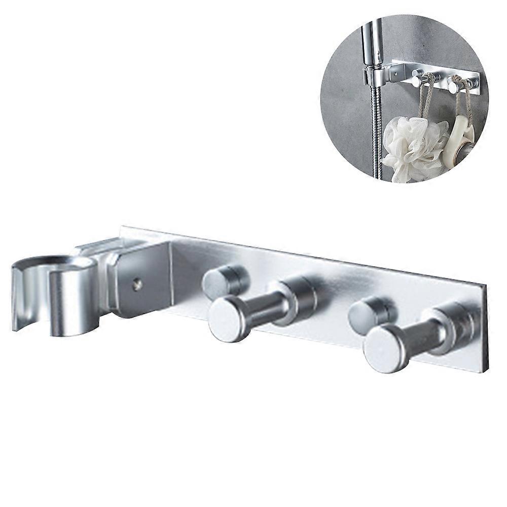 Shower Head Holder Wall Mount Bracket With 2 Hanger Hooks Handheld shower bracket  No Drill Need