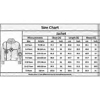 Kids Plain Jacket Varsity Style Long Sleeve Coat Girls Boys Age S