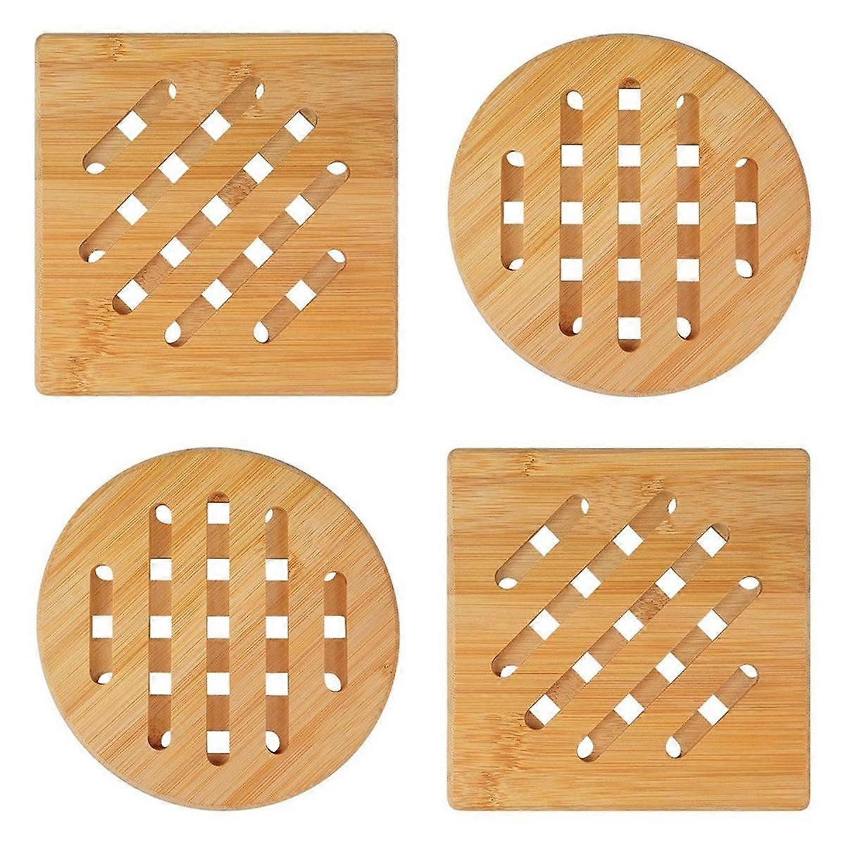 Sottobicchieri in bambù, tovagliette in bambù resistenti al calore, sottobicchieri quadrati e rotondi in legno, f