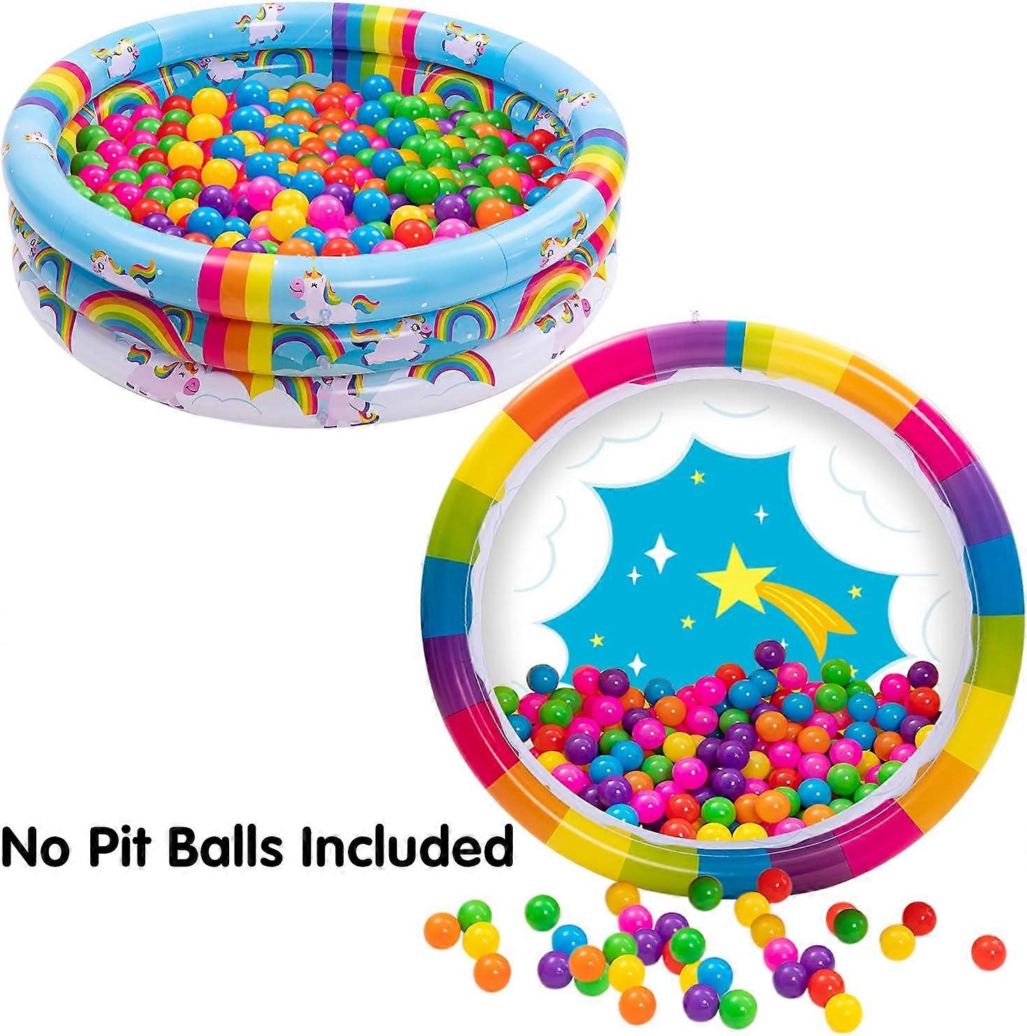 Inflatable Kiddie Pool, 2 Pack 47'' Rainbow Unicorn Baby Swimming Pool ...