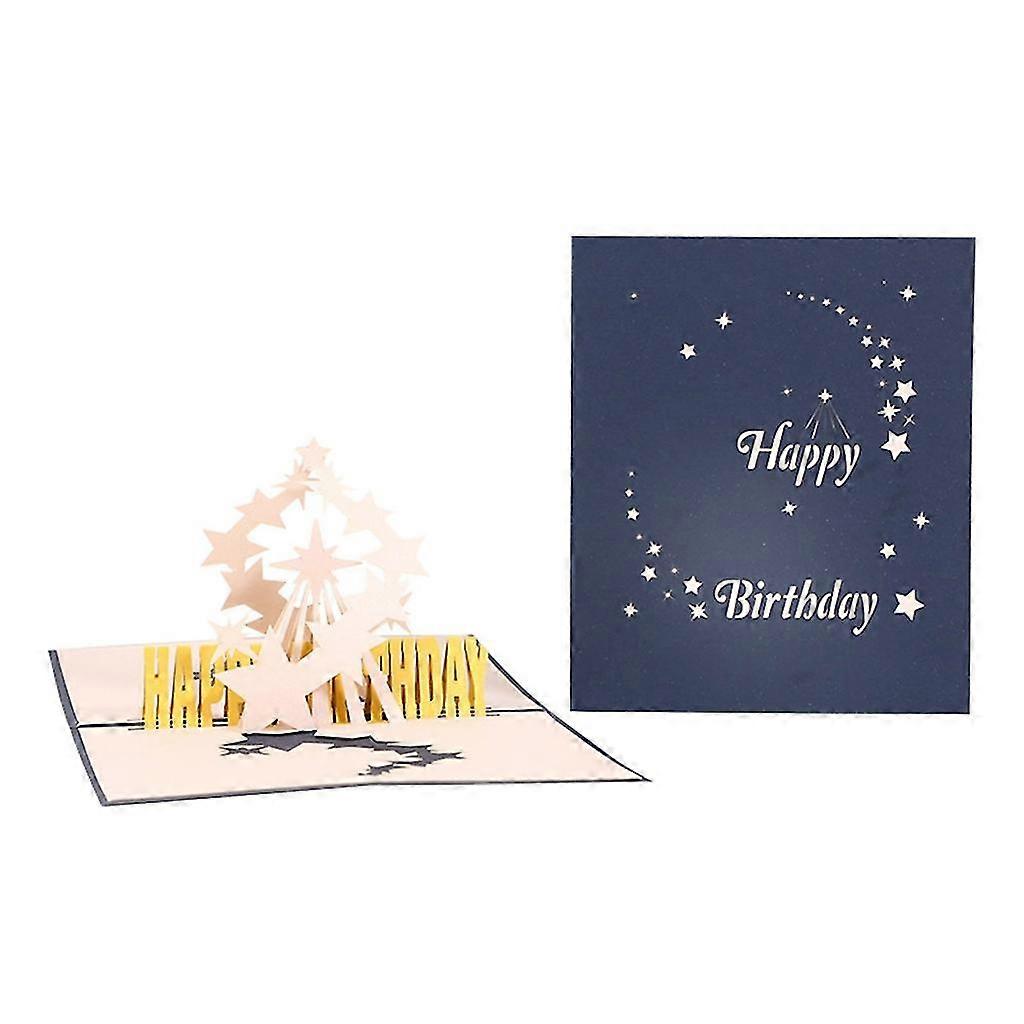 3d Happy Birthday Star Card With Envelope Handwriting Blessing Thank Card