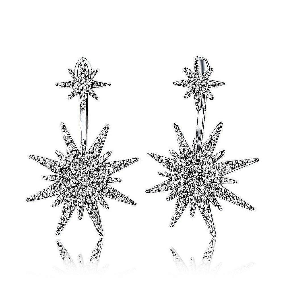 Ear Studs Star Diamond Covered Silver Earrings For Party