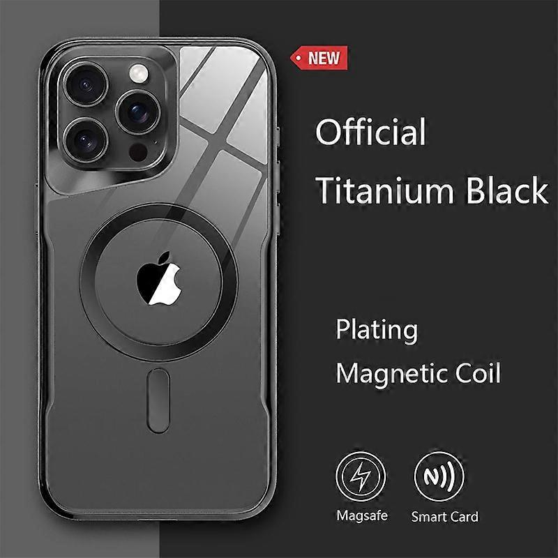 Plating Frame Magnetic Transparent Phone Case For iPhone 14