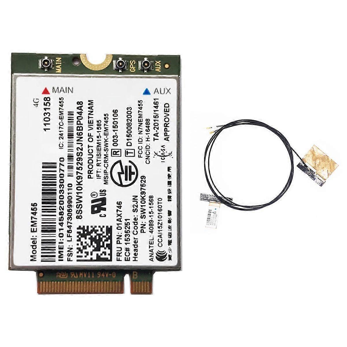 EM7455 01AX746 LTE 3G 4G Card+Antenna for X1 Carbon 5Th Gen X270 T470 T470S T470P T570 L570 L470 P5