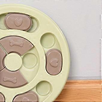 Dog Treat Puzzle Feeder Toy for Pets Round Green Interactive Slow Eating Shape