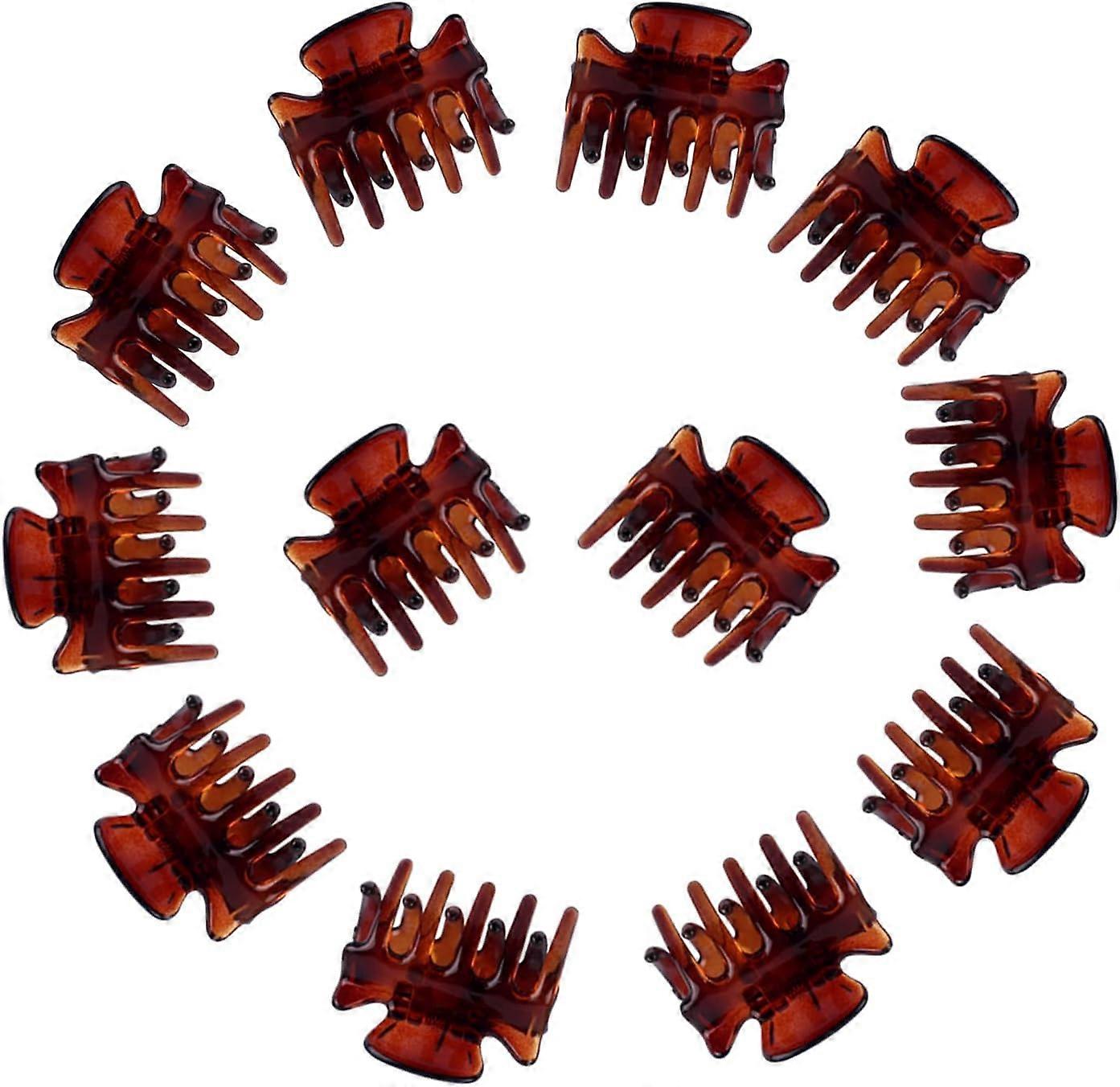 مقاطع شعر صغيرة ، 3 سم × 2 سم / 1.18 بوصة × 0.78 بوصة مقاطع مخلب شعر صغيرة بني مقاطع فك شعر بلاستيكية للنساء والفتياتبني 12 قطعة