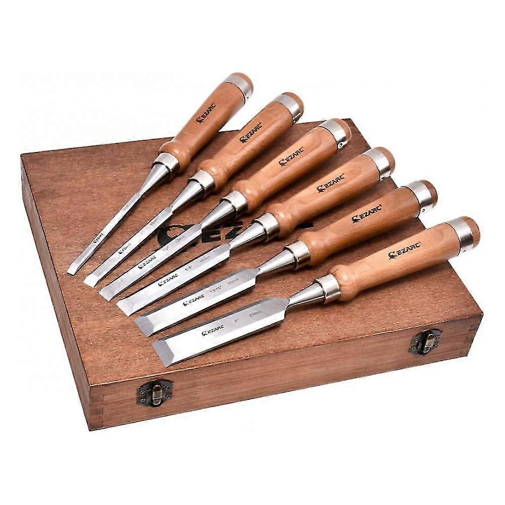 Mike 6 Pieces Wood Chisel Tool Sets Woodworking Carving Chisel Kit With Premium Wooden Case For Carpenter Craftsman