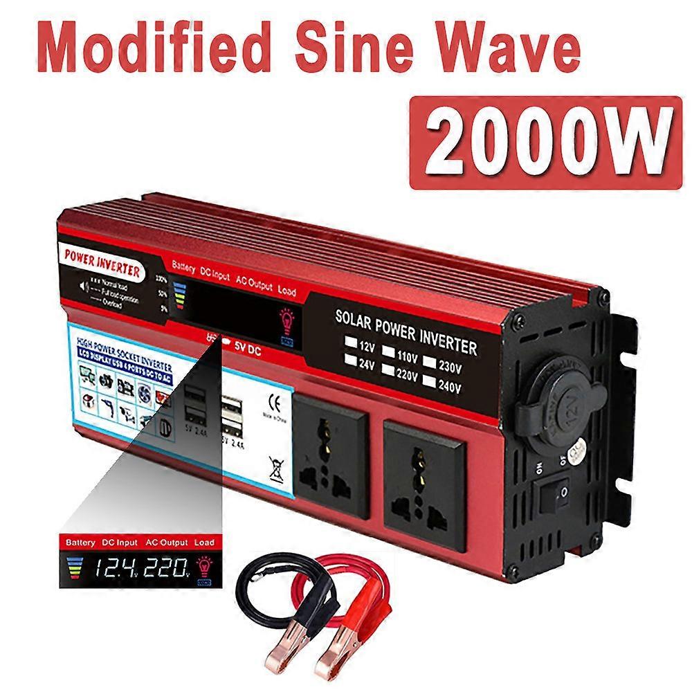 Car Power Inverter 2000W 12V 24V with 4 USB & 2 Universal Plug Voltage Transformer Adapter Converter for Electronic Solar System