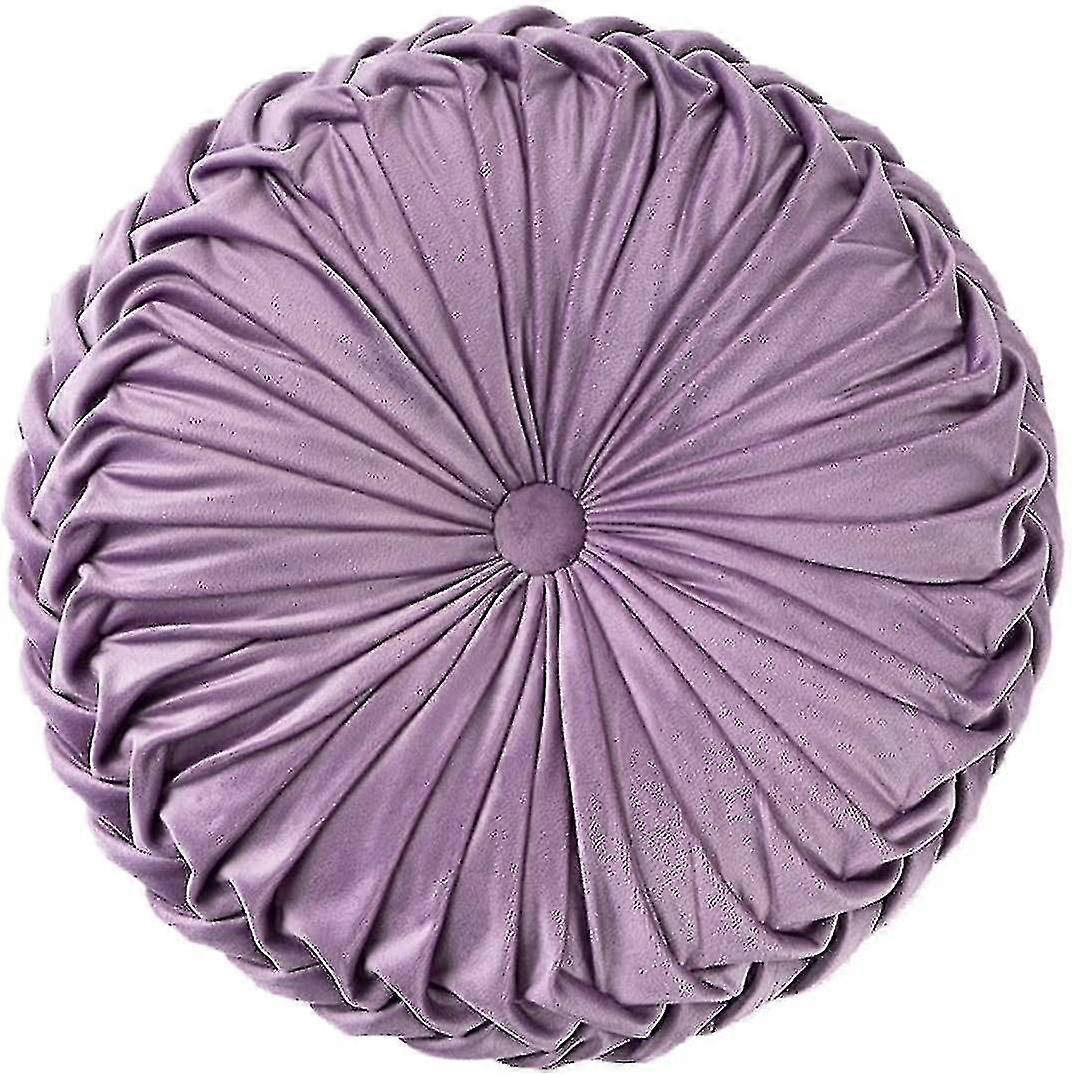 ソファ用の枕を塗る ソファ装飾3Dカボチャラウンドベルベットクッションソファベッドチェアフロア15"x15"、ライトパープル
