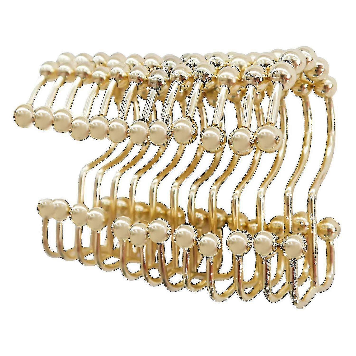 Shower Curtain Rings Hook Set Of 12,rust Proof Double Glide Roller