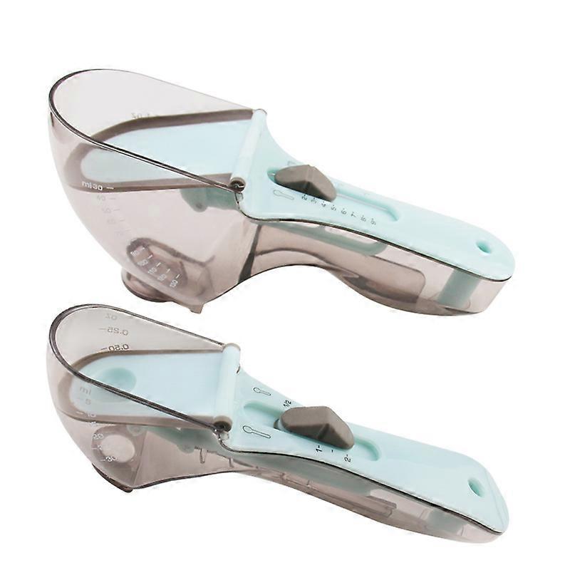 2pcs Adjustable Plastic Measuring Spoon and Cup Set with Scale - Accurate and Convenient Kitchen Tools