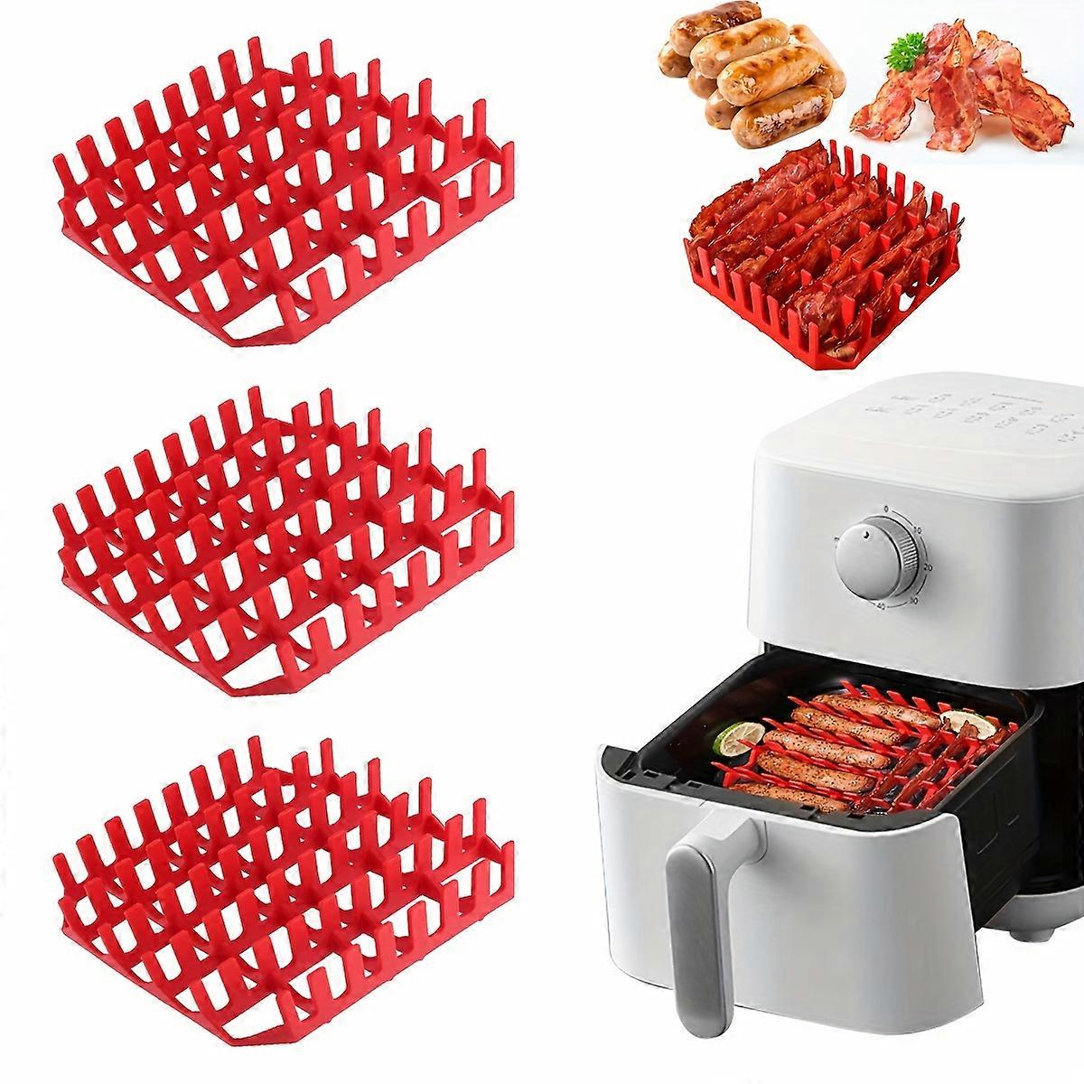 1pc/1 Set, Square Silicone Air Fryer Accessories, 7.48 Inch, Bacon & Hot Dog Rack, 9 Cavity Cake Mold, Air Fryer Liner, BPA-Free, Dishwasher Safe, Com
